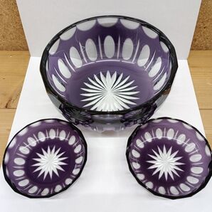 昭和レトロ 切子 ガラス サラダボール 皿