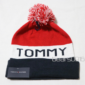 新品アメリカ購入 Tommy Hilfiger トミー ヒルフィガー ロゴ ビーニー ニットキャップ ワッチ 赤白紺F