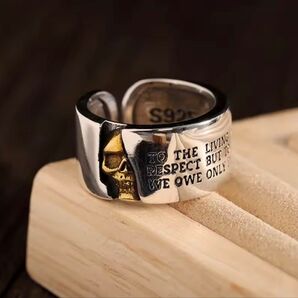 シルバー925 スカルリング 調整可能