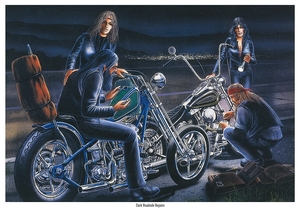 ポスター★David Mann 206『Dark Roadside Repairs』★ハーレーダビッドソン/Chopper/イージーライダー/ショベル/ヘルズエンジェルズ