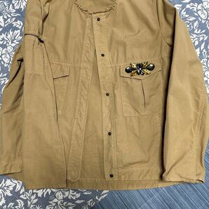 ZARA BASIC ザラベーシック ノーカラージャケット カーキ ビジュー