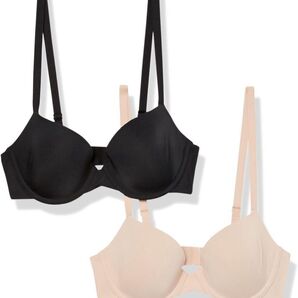 Amazon Essentials シームレスブラ 2個セット ブラック ベージュ E70 黒