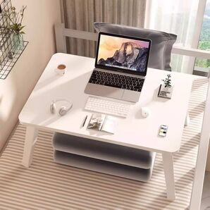 折りたたみテーブル ローテーブル 60×40×28cm 組立不要 ホワイト