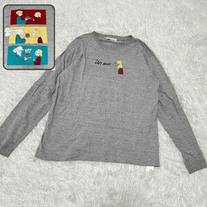 レフトアローン LEFT ALONE ロングTシャツ プリント グレー