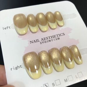 #014 マグネットネイルチップ 100%ハンドメイド ショートオーバル XSサイズ