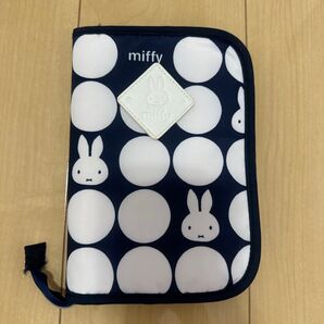 ミッフィー 母子手帳ケース ドット柄 ネイビー