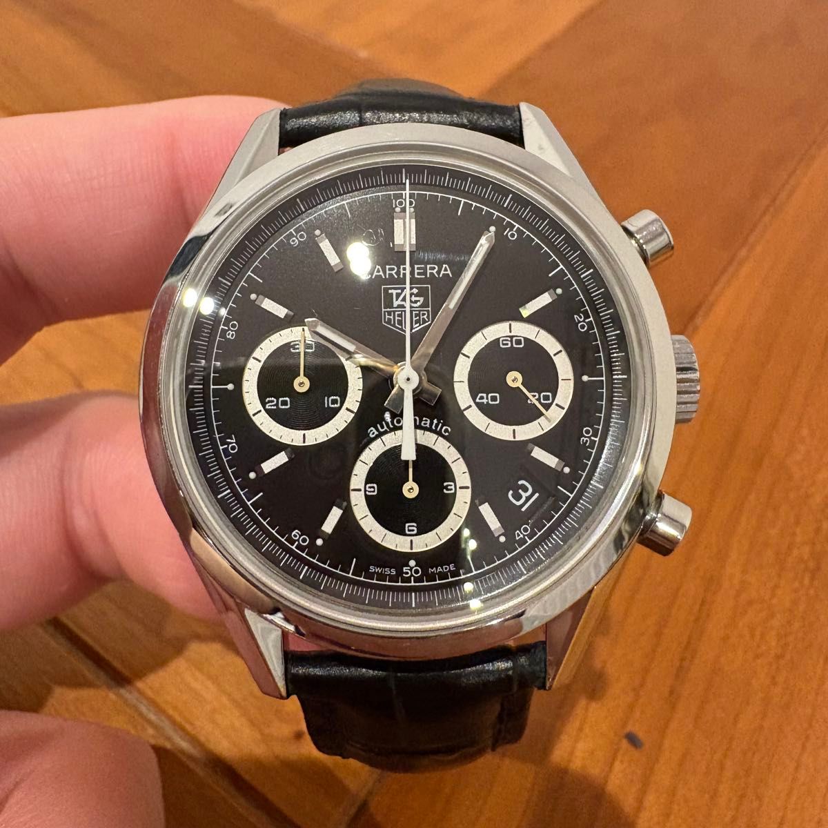 タグホイヤー CV2113-0 カレラ クラシック クロノ 時計 革ベルト