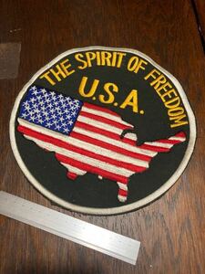 レア！手刺繍！大判ワッペン: Spirit of Freedom USA: 直径約20cm : ドブ板通り デッドストック: バイカー ハーレー チョッパー スカジャン