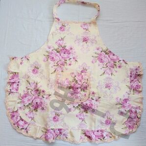 エプロン 保育士 新品 ドレス 花柄 防水 カフェ 可愛い ポケット おしゃれ 大人 北欧 フリル 料理教室 習い事 ピンク首掛け