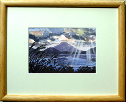 №7387 Свет на озере / Тихиро Танака (Акварель «Времена года») / В подарок, Рисование, акварель, Природа, Пейзаж