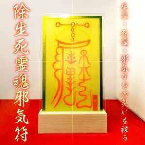 【現世の悩みを断つ】除生死霊魂邪気符:生霊・死霊・邪気を祓い、安泰へ導く金箔・肉筆護符 ★邪気祓い ★霊障防止
