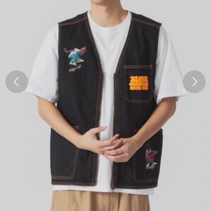 半額以下!XLARGExCRENSHAW SKATE CLUB デニム ベスト エクストララージ コラボ