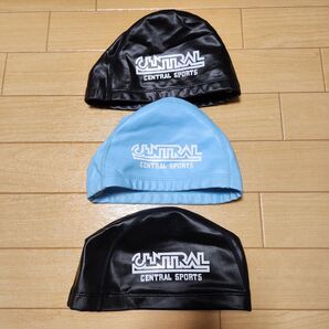 セントラルスポーツ 帽子 スイミングキャップ スイムキャップ 水泳帽 CENTRAL Lサイズ 3点セット