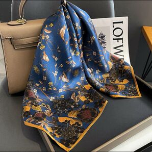 秋物 スカーフ 花柄スカーフ 鳥モチーフ 絹100% 正方形 上品おしゃれ 軽量 フォーマル パーティー 誕生日 記念日