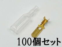 ①【250型 オス 端子+スリーブ 100個セット】 日本製 平型端子 検索用) バイク エーモン 10A 15A 20A 25A 30A_画像2