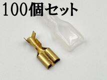 ②【250型 メス 端子+ツライチ スリーブ 100個セット】 日本製 検索用) 交換 即納 アダプター ショート 電装 リレー 電気 保護 漏電_画像2