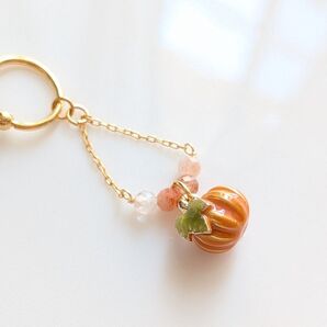 天然石サンストーン かぼちゃ イヤーカフ