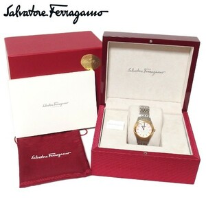 *Salvatore Ferragamo Ferragamo li licca pink shell combination wristwatch FG404-0014 lady's quartz *