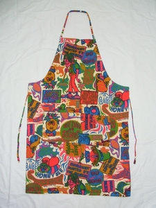 ☆ 60s70s ビンテージ ヒッピー サイケ モンスター 総柄 エプロン ☆USA古着 オリジナル STP GREEN GIANT ジャケット Peter Max VTG Apron