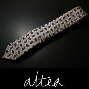 9655◆altea アルテア◆ネクタイ◆定価15,400円◆剣先幅7.5㎝◆ベージュ&ネイビー◆シルク65%コットン35%◆新品