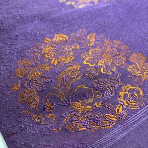 名古屋帯 紫 総柄 正絹 リメイクにも