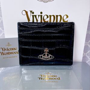 【高級感◇ショッパー付】ヴィヴィアン・ウエストウッド カードケース パスケース 定期入れ ブラック ユニセックス