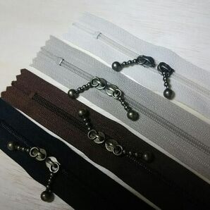 40cm玉付きコイルダブルファスナーアンテークゴールド10本