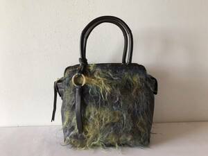  tag attaching unused goods *SAZABY Sazaby leather & shaggy fabric shoulder bag small stamp *