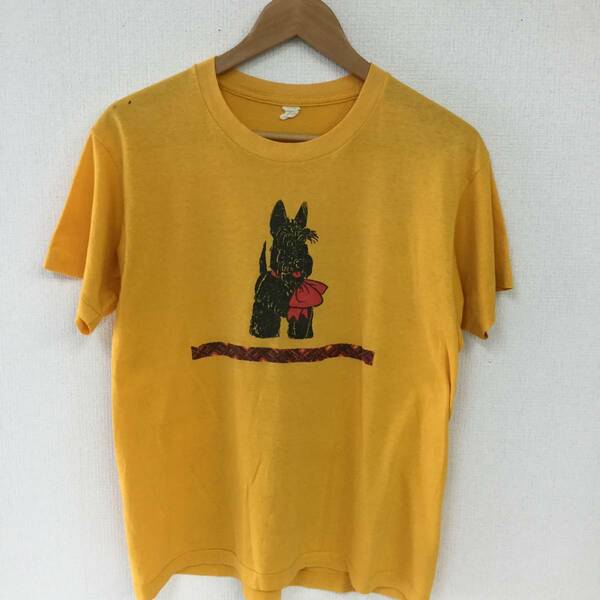 80s unknown 両面プリント Tシャツ 犬柄 dog