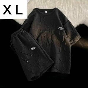 メンズセットアップ上下セット黒XLサイズ春秋シンプルおしゃれ洋服和服