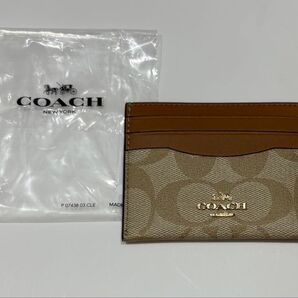 ◆新品◆ COACH コーチ カードケース パスケース 本革 定期入れ ライトカーキライト ¥19,800円→¥10,000円