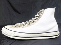 即決★CONVERSE★27cm レザーハイカットスニーカー コンバース メンズ 8.5 白 ホワイト 本皮 パイソンコンビ 本革 オールスター_画像3