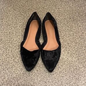 【9月処分】フラットシューズ ベロア ブラック
