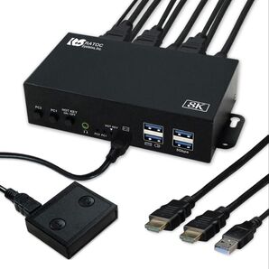 ラトックシステム 8K60Hz 4K120Hz デュアルディスプレイ 対応 HDMIパソコン切替器
