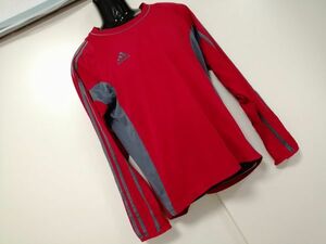 kkyj4258 ■ adidas ■ アディダス Tシャツ カットソー トップス 長袖 ドライ スポーツ トレーニング ランニング 赤 M