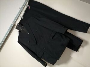 kkyj4436 ■ L.MAN ■ スーツ フォーマル 礼服 ダブル ウール ブラック 黒 A4 94BE3 S～M
