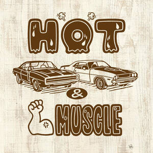 ■HOT & MUSCLE Tシャツ■Sサイズ（ホワイトxブラウン）チャ－ジャ－　チャレンジャー　ダッジ DODGE MOPAR