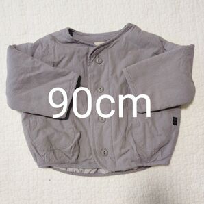 バースデイ tete a tete 子供服 中綿ジャンパー 防寒 ブルゾン ブルーグレー くすみカラー 90cm アウター 無地