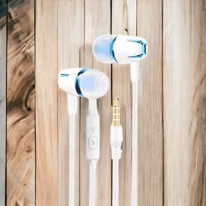 ★ハンズフリーイヤホン♪ブルー◆カナル型有線ステレオイヤフォン音楽通話音声◆新品未使用