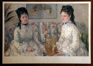 額絵★ベルト・モリゾ／Berthe Morisot★「姉妹」★紙25.5×36.5・絵22×35