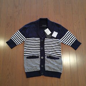 ◎in the attic ボーダーカーディガン 五分袖 ネイビー 未使用