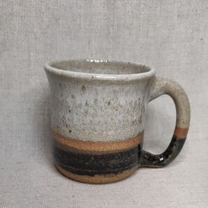 朝鮮唐津マグカップ 掛け分け焼締紋 sazan-gama お一人様マグ 灰被りマグ