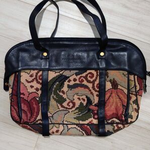 タペストリー柄 ゴブラン織 ボストンバッグ ハンドバッグ ヴィンテージ