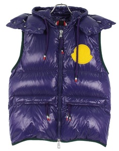 即決 美品 入手困難 モンクレール BIGロゴ ジーニアス LORENT GILET ジレ ダウンベスト パープル サイズ2