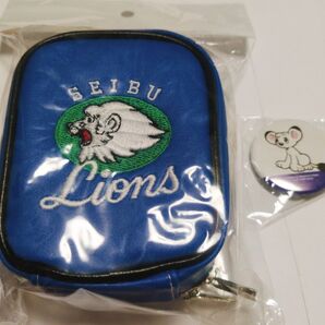埼玉西武ライオンズカードコレクション用刺繍ポーチ&バッジ レオ