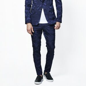 junhashimoto 20SS カモ柄ジャガードストレッチパンツ 2 美品 ネイビー 迷彩 ジュンハシモト