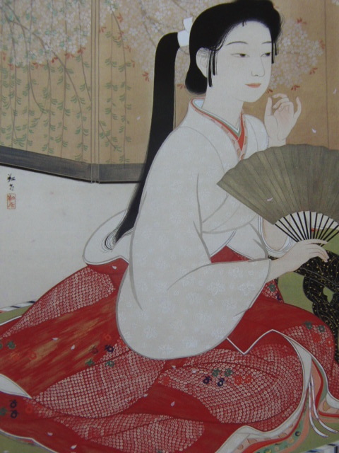 Yasuda Yukihiko, [Flower drunkenness], From a rare collection of framing art, In good condition, New frame included, interior, spring, cherry blossoms, maca, Painting, Oil painting, Portraits