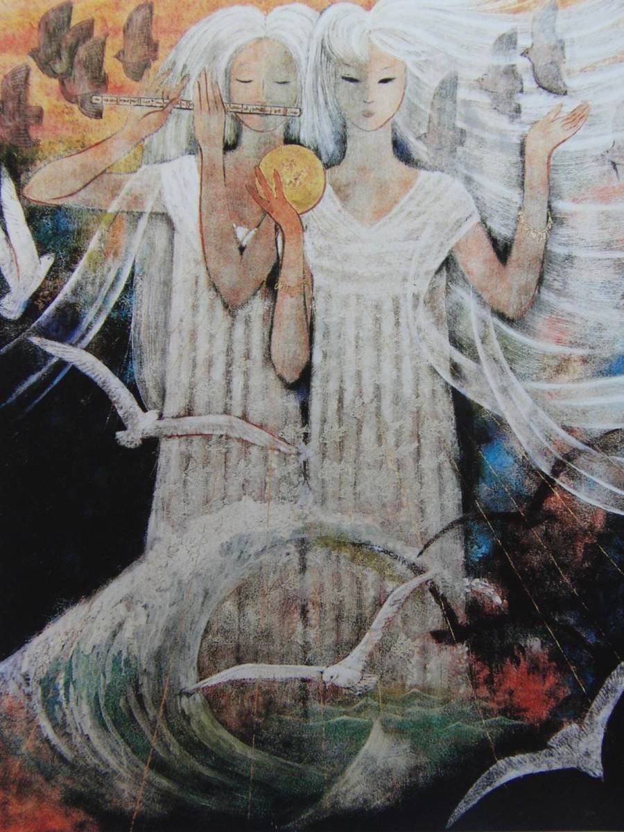 Masami Kotatsu, [Fête de la Mer], Tirages d'une collection rare, Livré avec un nouveau cadre de haute qualité, État : Magnifique, peintre japonais, frais de port inclus, Maca, Peinture, Peinture à l'huile, Portraits
