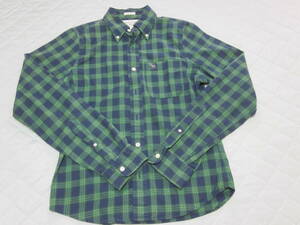 Abercrombie&Fitch アバクロ 緑系 メンズ長袖チェックシャツSサイズ