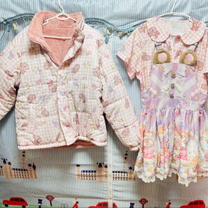 To Alice3点セット アウター ワンピース くま うさぎ チェック柄